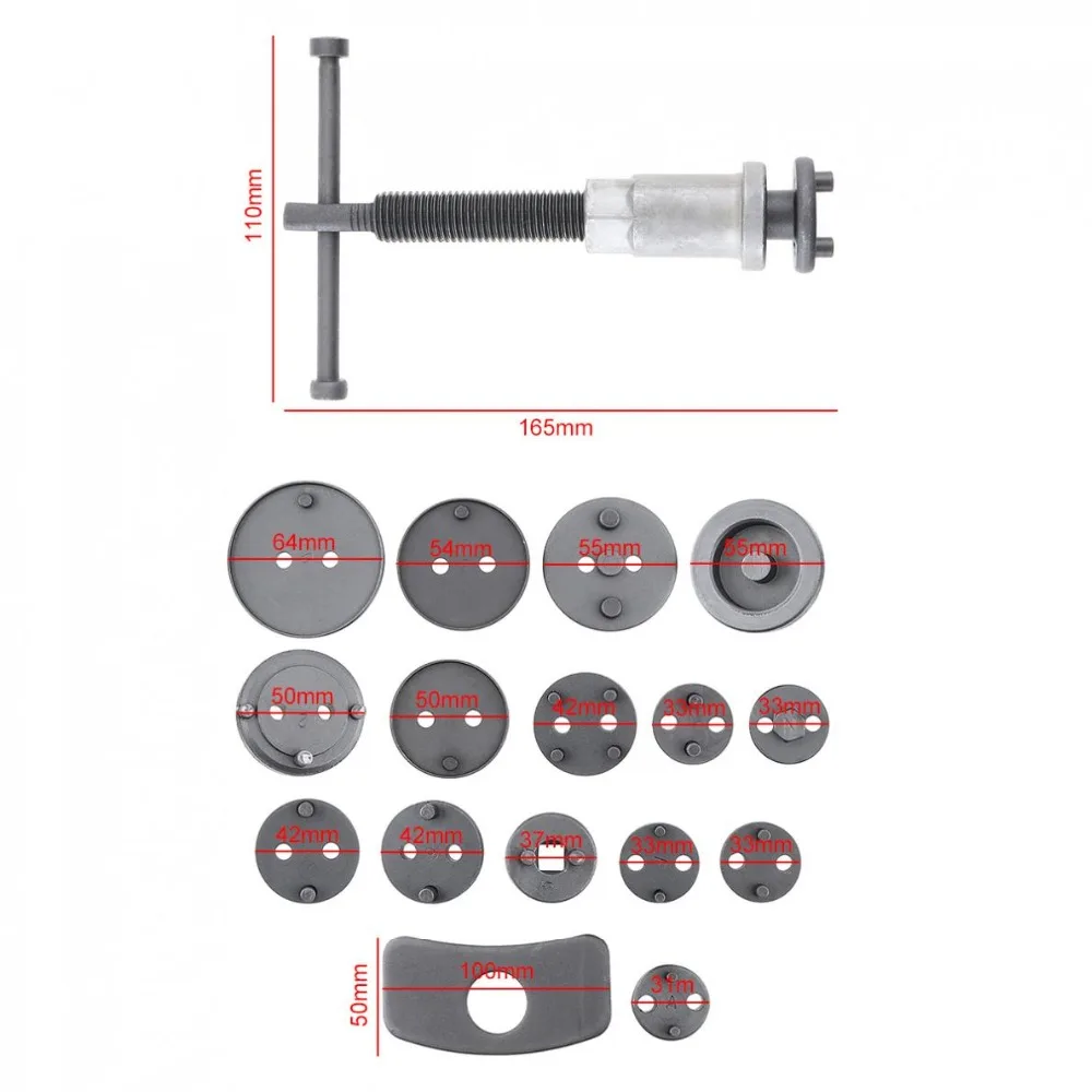 18 PCS In One Set Disc Brake Caliper Pump Regulator Brake Disc Tool Kit Car Repair Tool Caliper Piston Tools