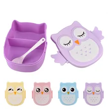 Storage-Box Lunch-Box Food-Container Kids Cute Compartments-Case Portable Cartoon Owl