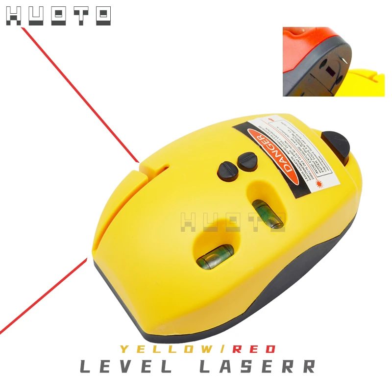 Laser Line Level 2 Lines Vertical Horizontal Line Infrared Laser Level Right Angle Measuring Tool Mouse Shape 