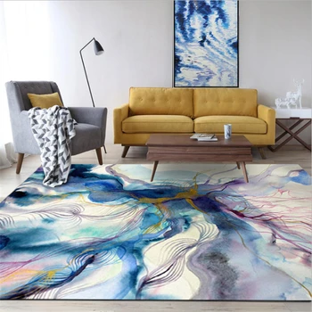 

AOVOLL Carpets For Living Room Nordic Abstract Art Colorful Ink Blue Purple Gold Carpet Christmas Rug Bedroom Rug Anti-slip Mats