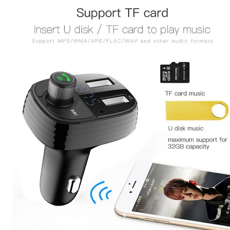 Многофункциональный музыкальный mp3 плеер без потерь с Bluetooth 4,2 FM передачей на расстояние, автомобильный светильник с поддержкой tf-карты