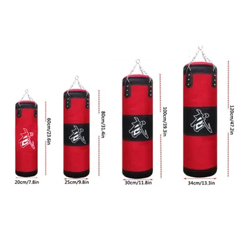 

60cm 80cm 100cm 120cm Empty Boxing Sand Bag Hanging Kick Sandbag Boxing Training Fight Karate Sandbag Set With Wrist Guard