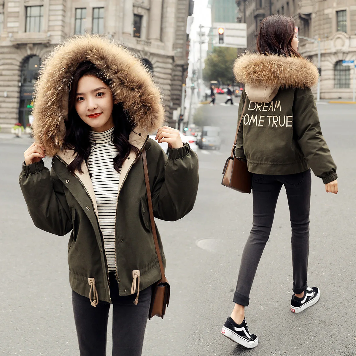 

Convention Hooded Zipper Commuting Solid Color Cotton-padded Clothes/Cotton Coat 2018 Winter Long Sleeve Thick Short