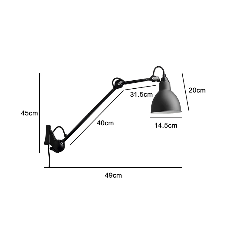 Скандинавский креативный настенный светильник длинная рука голова кровать ретро гостиная кабинет спальня рокер краска шлифовальная лампа 110 В 220 В - Цвет абажура: B wall light Black