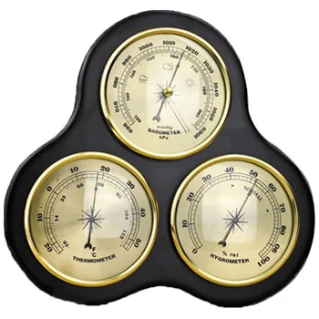 

3Pcs/Set Triangle Hygrometer Manometer Thermometer Barometer with Wooden Frame Base Ornaments/Wooden Weather Station Instrument