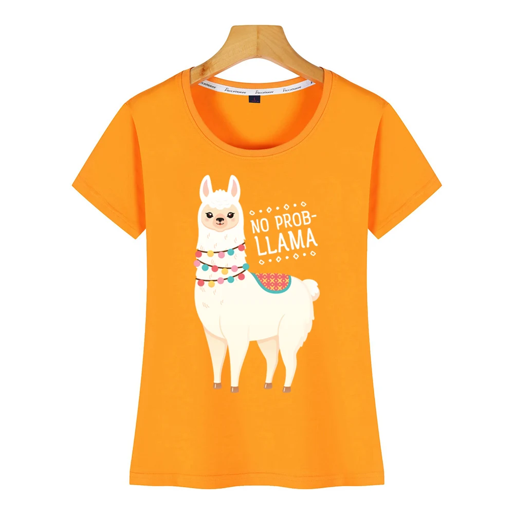 Топы Футболка женская без prob llama хип хоп винтажная Женская футболка на