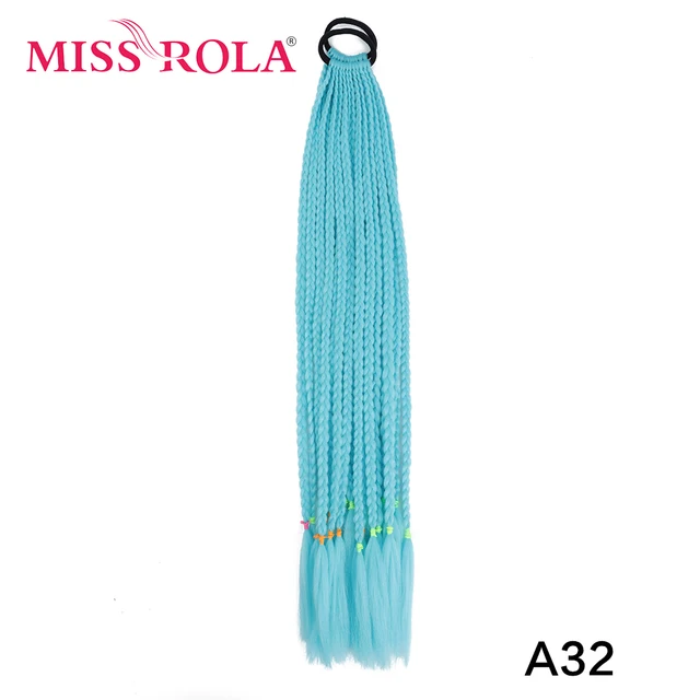 Synthetic Chignon Hair 60cm Hair Color Gradient Dirty Braided Ponytail Women Elastic Hair Rubber Band Hair Accessories Headband A32