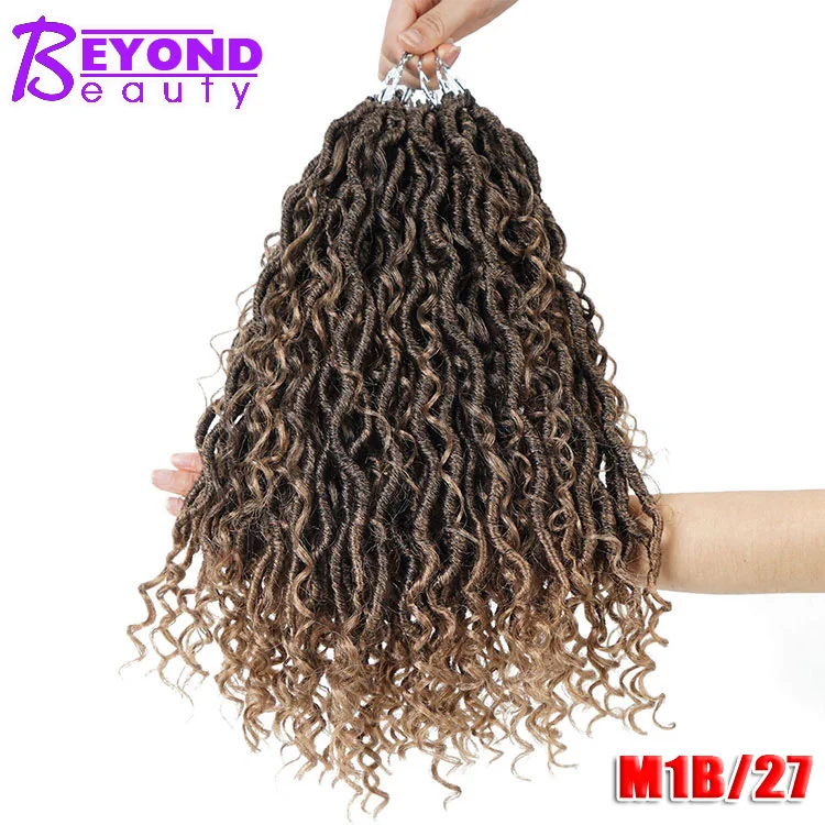 M1b/27# Синтетические скрученные косички для волос, богиня, Локи, вязанные крючком волосы для наращивания, речные Локи, вязанные косички для женщин, 24 пряди, Золотая красота - Цвет: M1b/27#