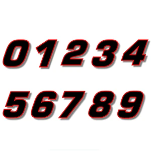 Volkrays Vinyl Sticker Decal Black (Red Outline) Quare Font Race Number Racing Number Sticker for Car Motor Bike,10cm*10cm