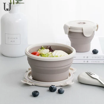 

JJ Portable Travel Silicone Folding Bowl Multi-function Anti-fall Outdoor Retractable Picnic Bowl Lunch Box Container Tableware