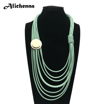 

Handmade Jewelry EP Rubber Leather Rope Layered Necklace Empress New Fashion Anniversary Gifrs Necklaces Three Colors Optional