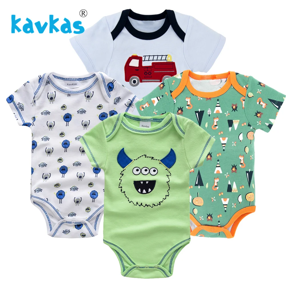 Kavkas/детская одежда для сна; 4 шт./компл. короткий рукав для новорожденных; пижамы для маленьких мальчиков; Одежда для маленьких мальчиков; bossa nova - Цвет: HY21692172
