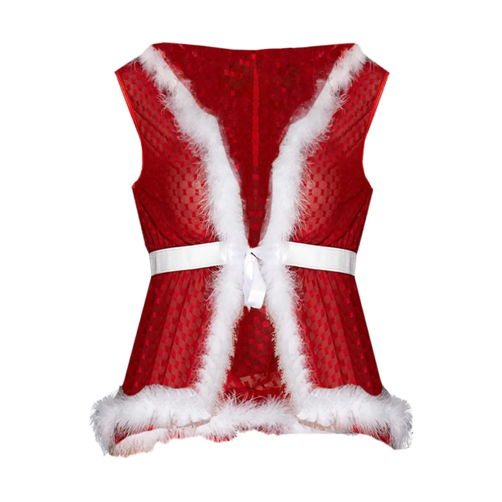S-3XL, женский сексуальный Рождественский праздничный кардиган с капюшоном, топ, красное нижнее белье, комплект нижнего белья, стринги, нижнее белье, комплекты нижнего белья с мехом