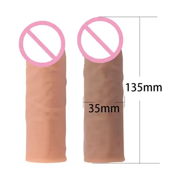 3 Kinds Realistic Male Penis Sleeve Extender Reusable Dildos Condom Delay Ejaculation Dick Enlargement Sex Toys For Man Sex Shop 5