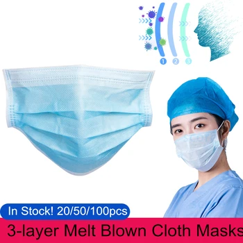 

20/50/100pcs Mascarilla Face Masks Disposable Metal Nose Strip Masks for 3-ply Mascarillas Dustproof Mask Anti-Dust Face Masks
