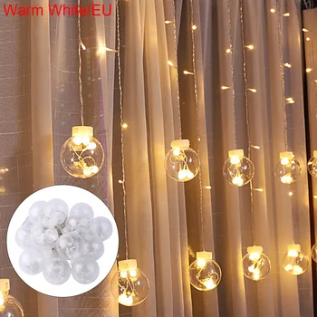 

Christmas Decorations 2.5m LED String Curtain Lights with 12 Bulbs For Weddings Decorations EU Plug 6 Colors White Blue