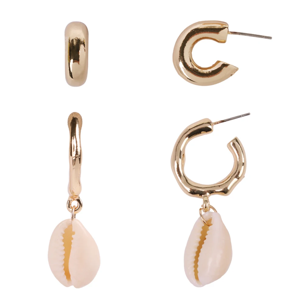 

Fashion Shell Earrings For Women Gold Color 2019 New Summer Statement Conch Shell Drop Jewelry High Quality Gift