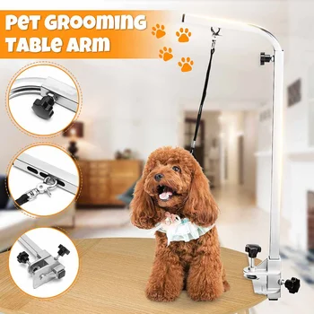 

115cm Pet Suspension Grooming Bath Table Bracket Arm Stainless Steel With Restraint Sling Rope Adjustable Support Dog Cat Holder
