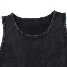 High Street Dark самодельный жилет в стиле ретро с потертостями и потертостями в стиле хип-хоп, свободный крой, вырез лодочкой, для мужчин и женщин, без рукавов, T-shi