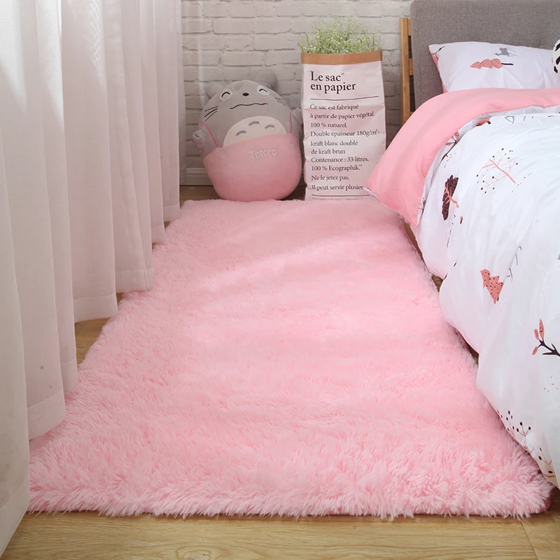 Pink Carpet For Girls Large Fluffy Rug for Living Room Decoration Fleece Shaggy Mats for Little Girl Cute Room Decor Home Carpet