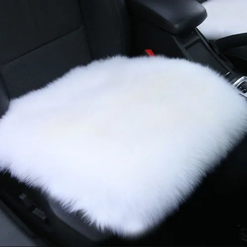 Чехлы для автомобильных сидений, натуральный мех, Австралийская овчина, универсальная шерстяная подушка для автомобильных сидений, зимний теплый чехол для автомобильных сидений - Название цвета: White