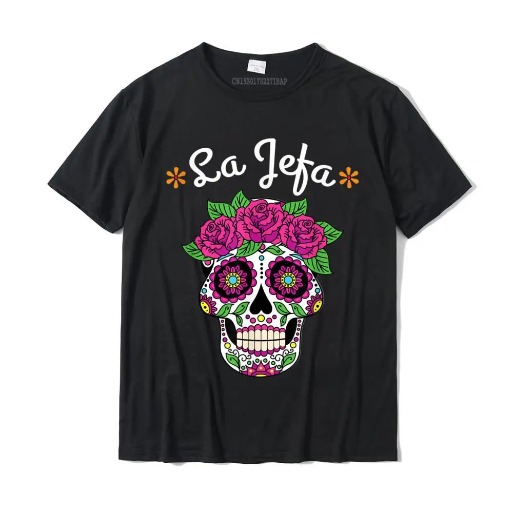 Casual Birthday Top T-shirts Newest Father Day Short Sleeve O Neck Tops Shirts Cotton Male Design Tees Free Shipping Yo Soy La Jefa Dia De Los Muertos Day of the dead for women T-Shirt__25792 black