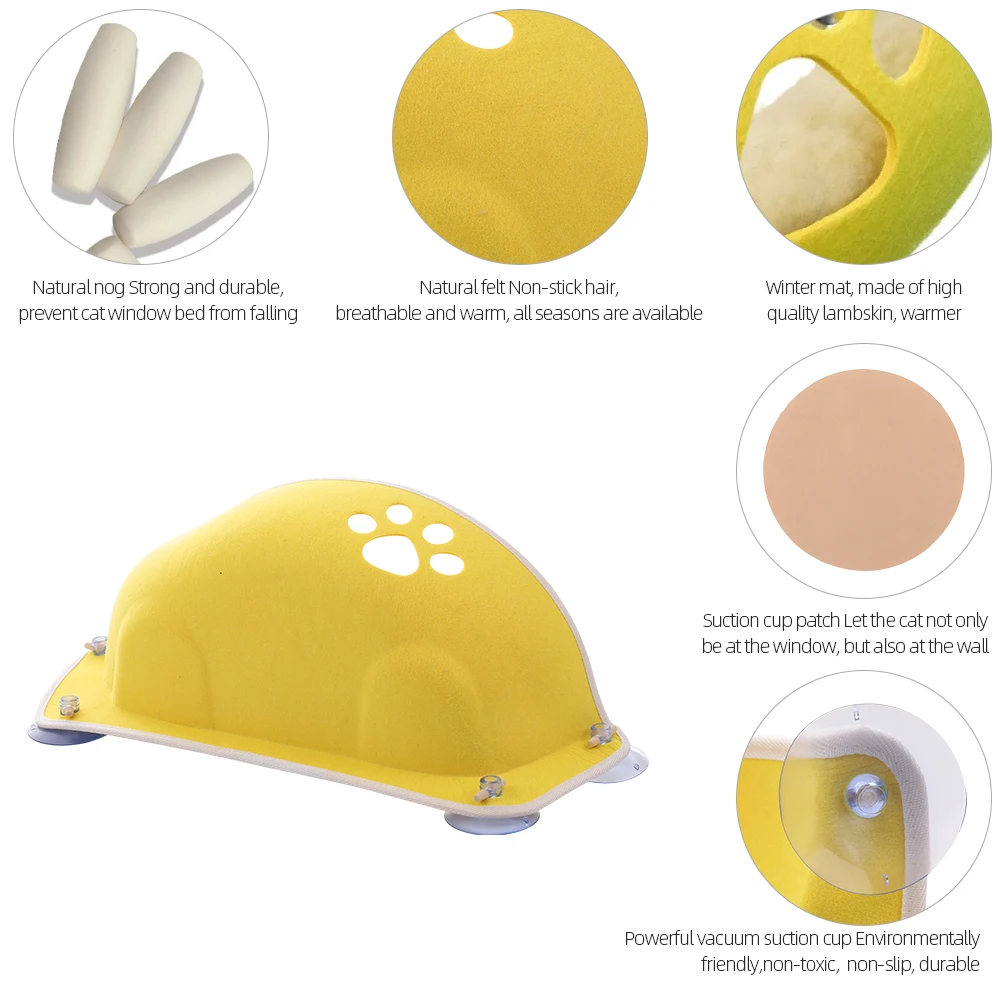  Soft And Comfortable Cat Hammock Pet Window Bed Bed Mount Window Pod Lounger Suction Cups Warm Bed 