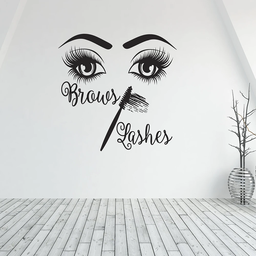 Beauty Salon Decor Wall Decal Brow Eyelashes Bar Make Up Studio Window