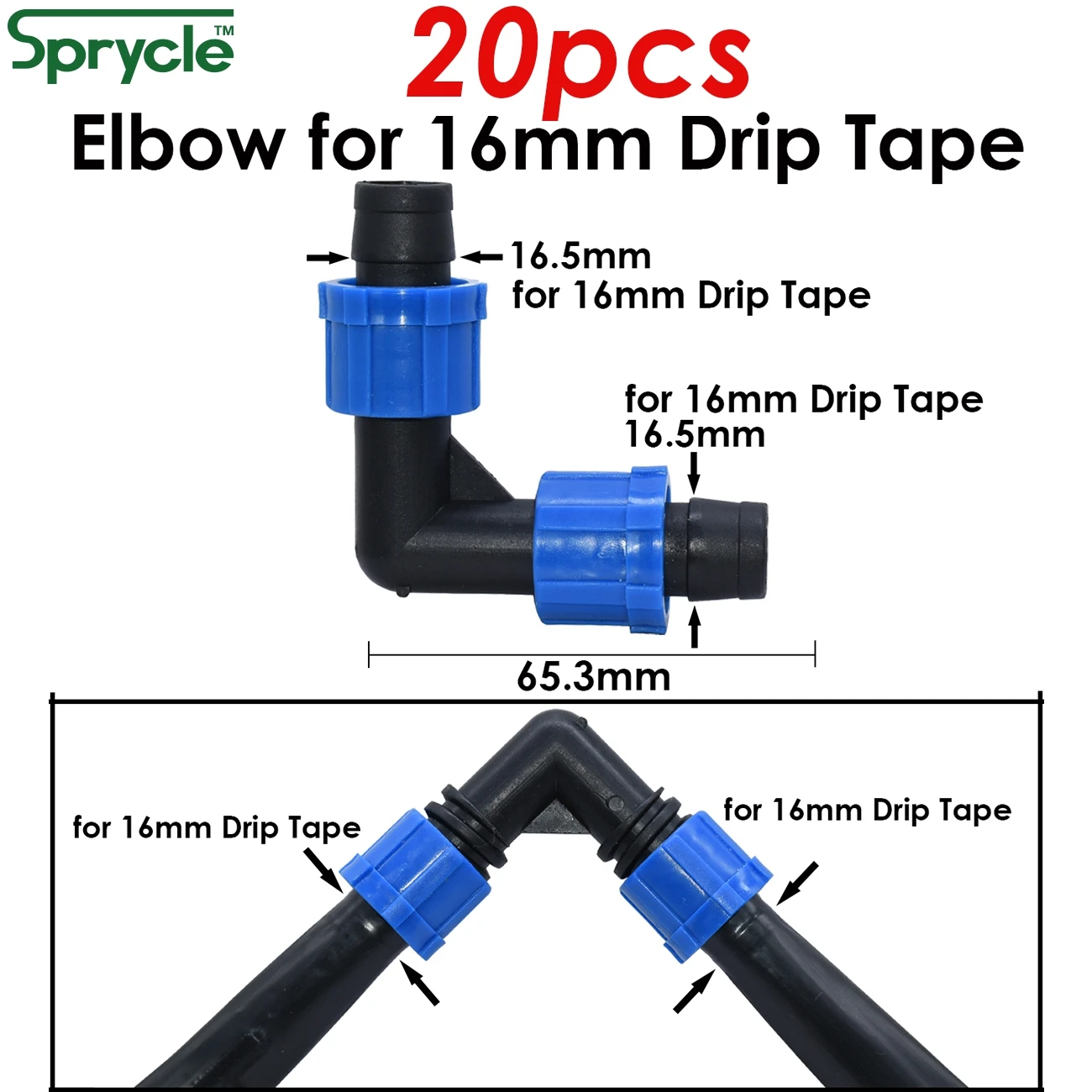 SPRYCLE 5/8'' Bewässerung Tropf Band T Stecker 16mm Schlauch Gelenke Abschaltung Ventil Ellenbogen Ende Stecker Gewinde Lock garten Bewässerung Rohr – Detail 7