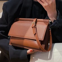 

Retro Leather Crossbody Messenger Bag Long Belt 2022 Three Layers Women's Designer Handbags Luxury Brand Trendy Shoulder Bag Pur