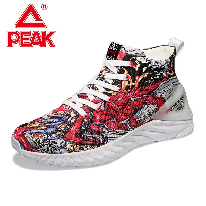 

PEAK TAICHI&IDX Men Canvas Running Shoes Fashion High-top Graffiti Casual Shoes Youth Street Shoes Flexible Jogging Sneakers