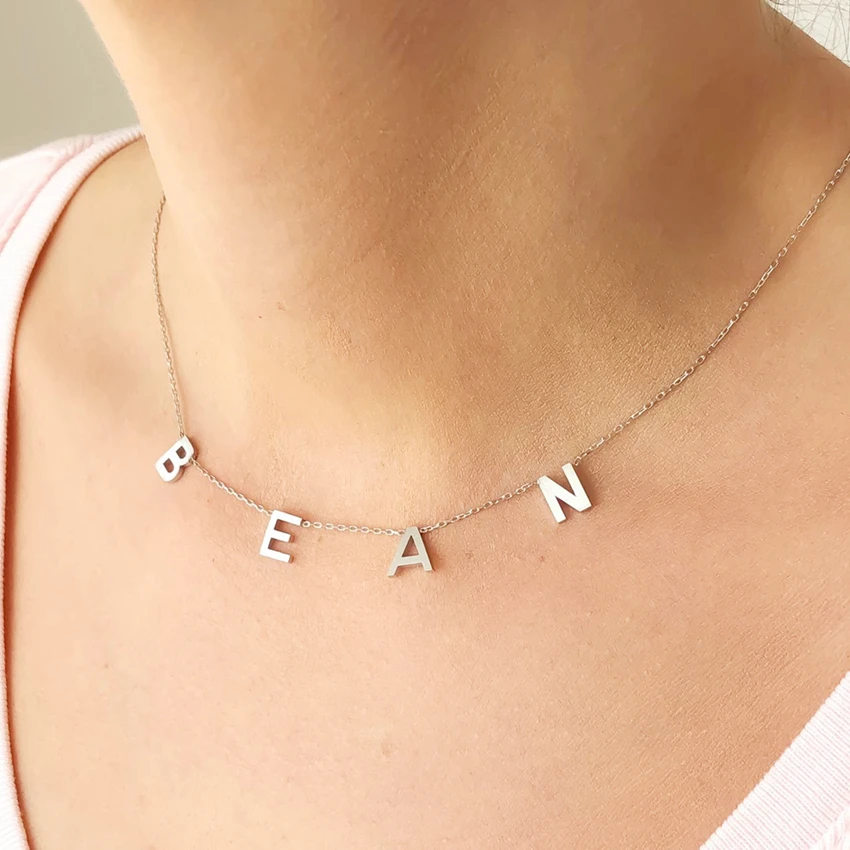 

Personalized Initial Letters Necklace Women Men Stainless Steel Custom Necklaces Pendants Collares Jewelry Accessories Mujer BFF
