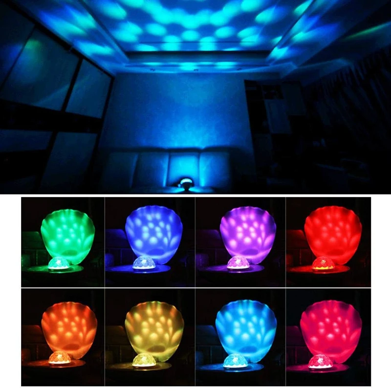 Shell Projector Home Colorful Atmosphere Lights USB Charging Romantic Shell Projection Lamp Sleep Night Light(With 63 LED), Is