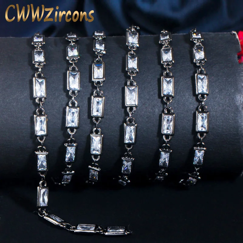 CWWZircons кубинская звеньевая цепочка черного и золотого цвета с квадратным