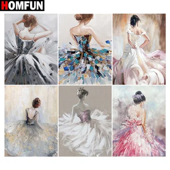 

HOMFUN Diy Full Square Round Drill 5D Diamond Painting Cross Stitch Diamond Embroidery "Woman skirt back view" Home Decor Gift