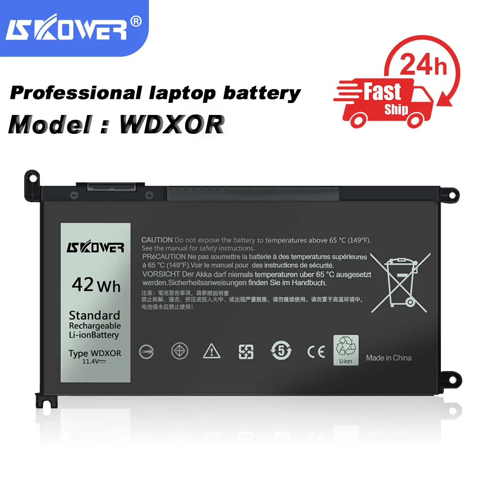 Аккумулятор SKOWER 42Wh WDXOR для ноутбука Dell Inspiron 13 5379 7368 14 5468 7460 I5 5568 5578 7570 5767 Latitude 3480 3580