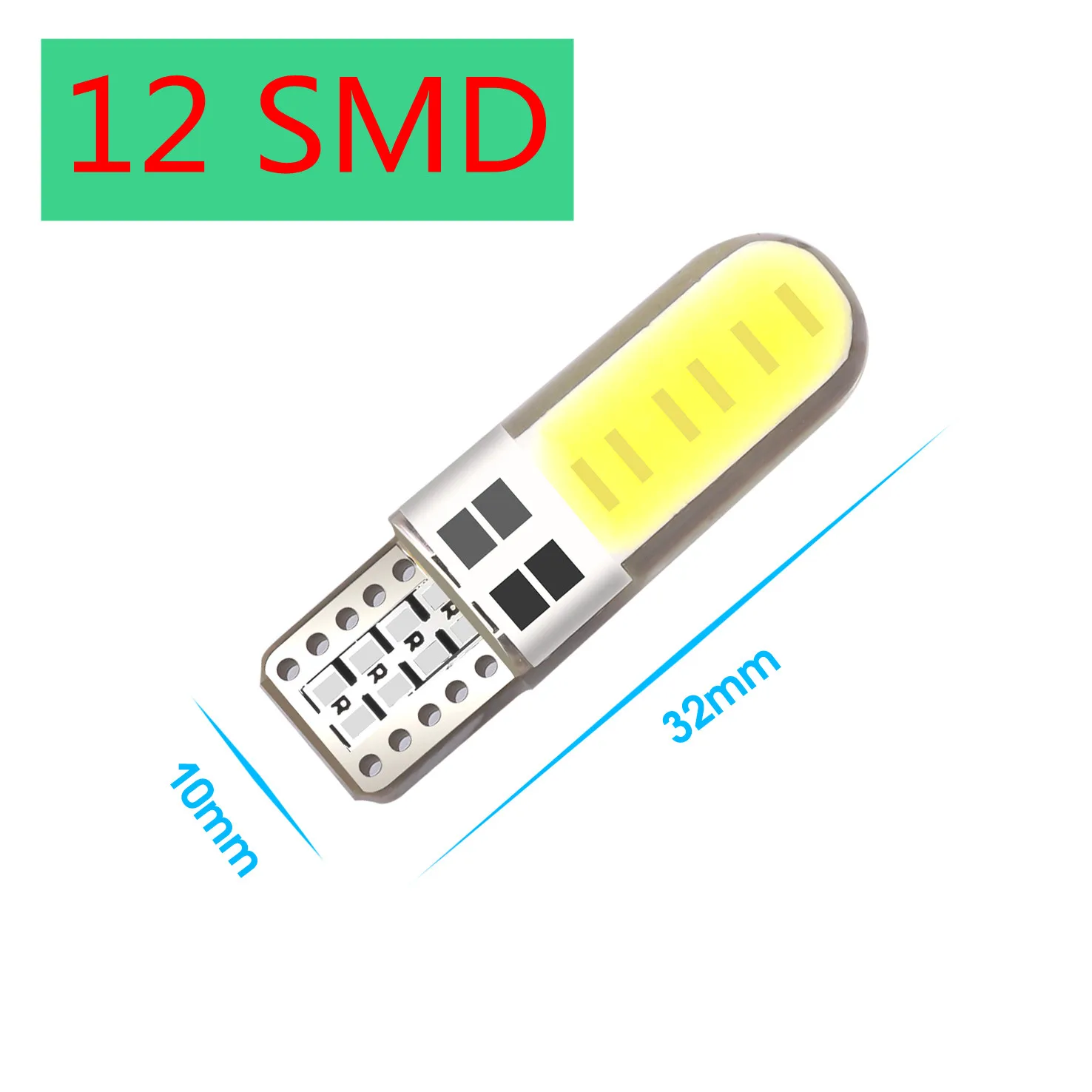 Lâmpada LED Interior do carro, Luz lateral da cunha, Acessórios do carro, Canbus Erro Livre, Branco, 5730, 12V, 6000K, T10, 10Pcs, 4, 6, 12 SMD