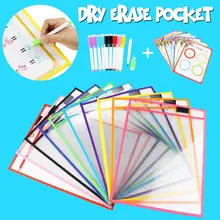 KICUTE 10/20/28 шт. многоразовые со стирающейся от маркера карман с ручками по охране окружающей среды школьников школьной практики обучающие игрушки