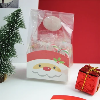 

Clear Christmas Santa Claus Cello Cellophane With Gusset Favor Sweet Party Bags Empty Bags & Paper Bottom Set