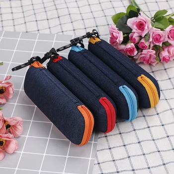 

4 Colors Eyewear Storage Bags Glasses Box Denim Fabric Zipper Sunglasses Cases Protection Crush Resistance Container