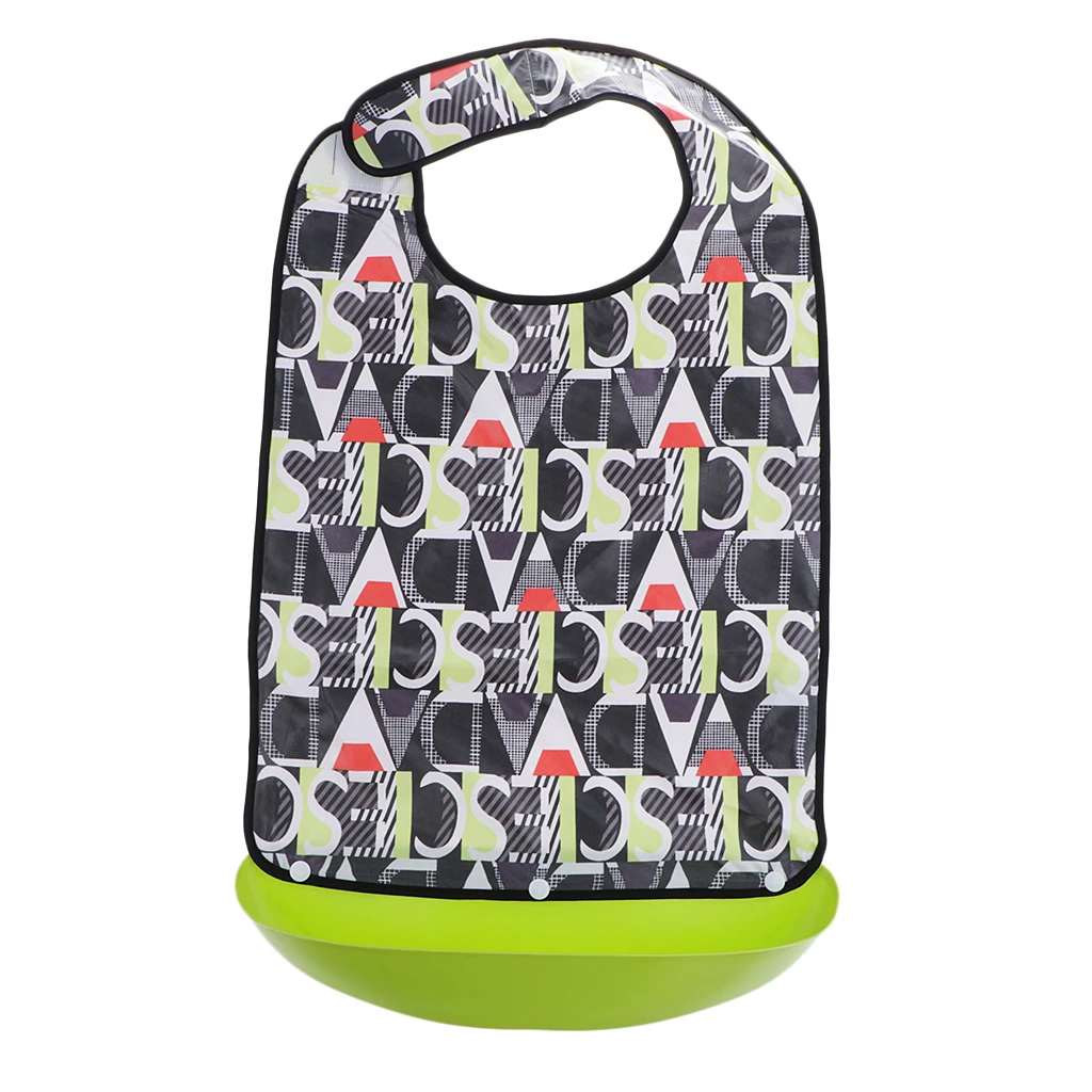 Anti-oil Large Adult Bib Clothes Protector Waterproof with Food Catcher Pocket Wipe Clean for Home Hospital Patient Elderly Use