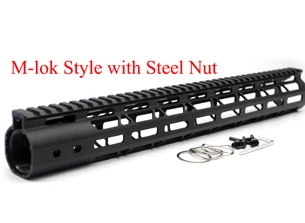 Aplus 15 ''дюймовый Keymod/M-lok Handguard Rail Picatinny Free Float Mount system Сверхлегкий черный анодированный. 223/5. 56 M4/M16/AR-15 - Цвет: M-lok Steel Nut