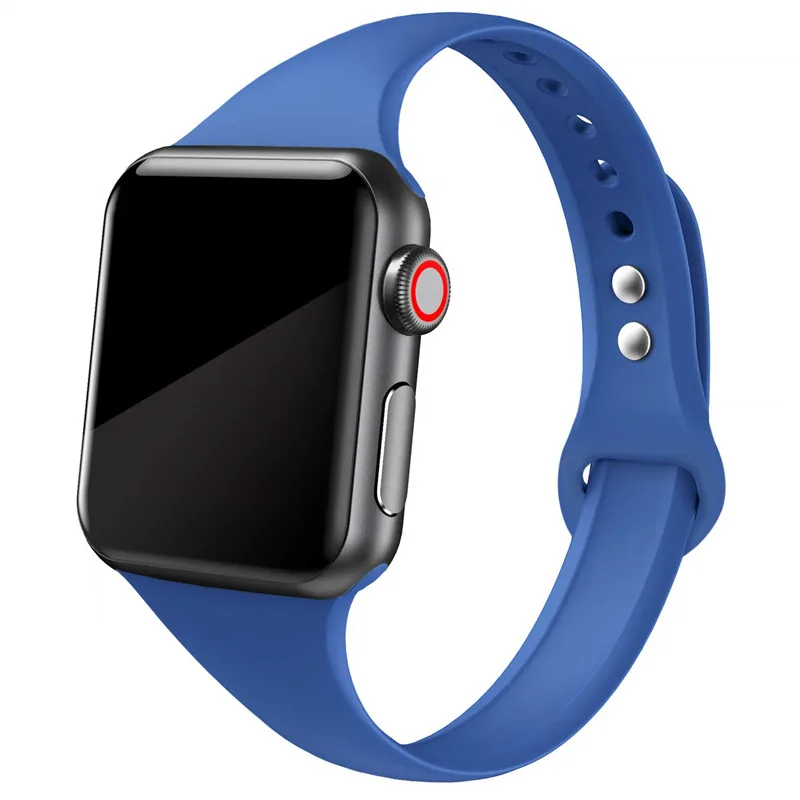 Royal blue 04 Тонкий ремешок для Apple watch 5 ремешок 44 мм 40 мм iWatch ремешок 38 мм 42 мм спортивный силиконовый браслет ремешок для Apple watch 4/3/2/1 38 - Цвет ремешка: Royal blue 04