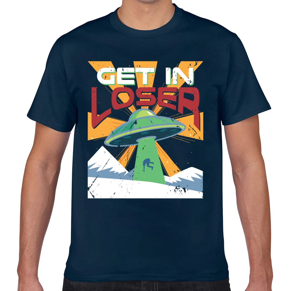 Tops T Shirt Men get in loser vintage alien ufo stuff lovers Sexy Harajuku Short Male Tshirt | Мужская одежда