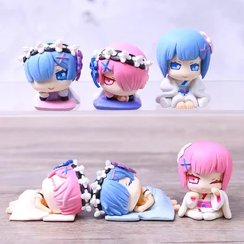 

Re:Starting Life In Another World From Zero Rem Ram Sleeping Time Mini PVC Figures Brinquedo Toys 6pcs/set