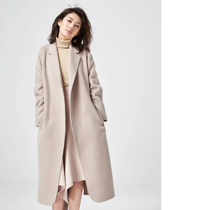 AIGYPTOS/ г. Классическая атмосферная одежда простое Н-образное из чистой шерсти сшитое вручную Двустороннее пальто шерстяное пальто для женщин