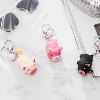 

1pcs Portable Car Keychain Cute Pig LED Light Car Bag Pendant Creative Auto Accessories Interior Decoration childern Gift