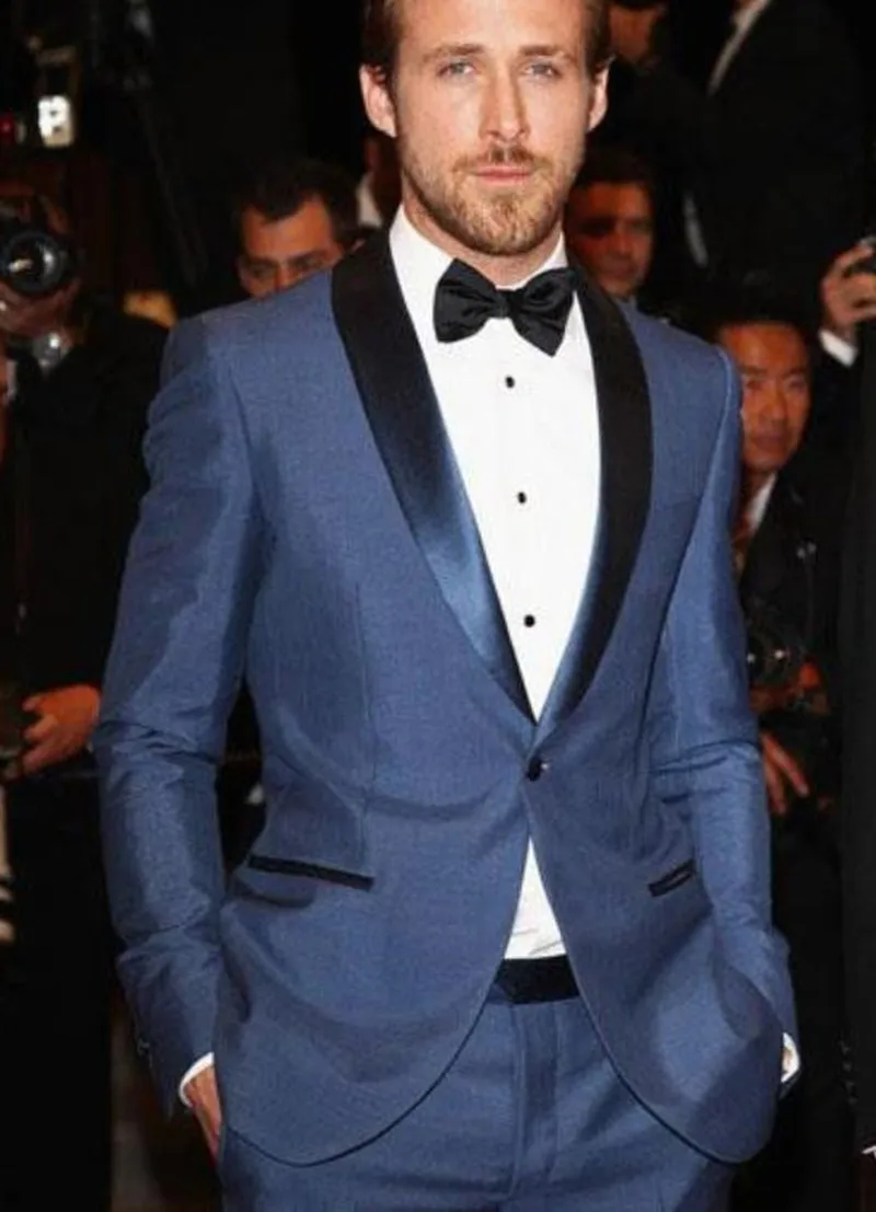 11Hot Selling Fashion Style Groom Tuxedos Men Suit Blue Color Prom Suit 2 Pieces(Jacket+Pants)