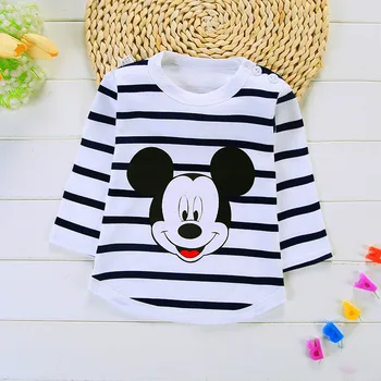 

Baby Boys T-shirts Cartoon Long Sleeved For Baby Girls Tops Cotton Striped Infant Party Shirts Costume Children Clothing T Shir