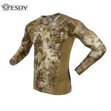 Летняя Военная камуфляжная футболка с длинным рукавом, Мужская тактическая армейская Боевая футболка, быстросохнущая камуфляжная охотничья одежда, повседневная футболка с круглым вырезом
